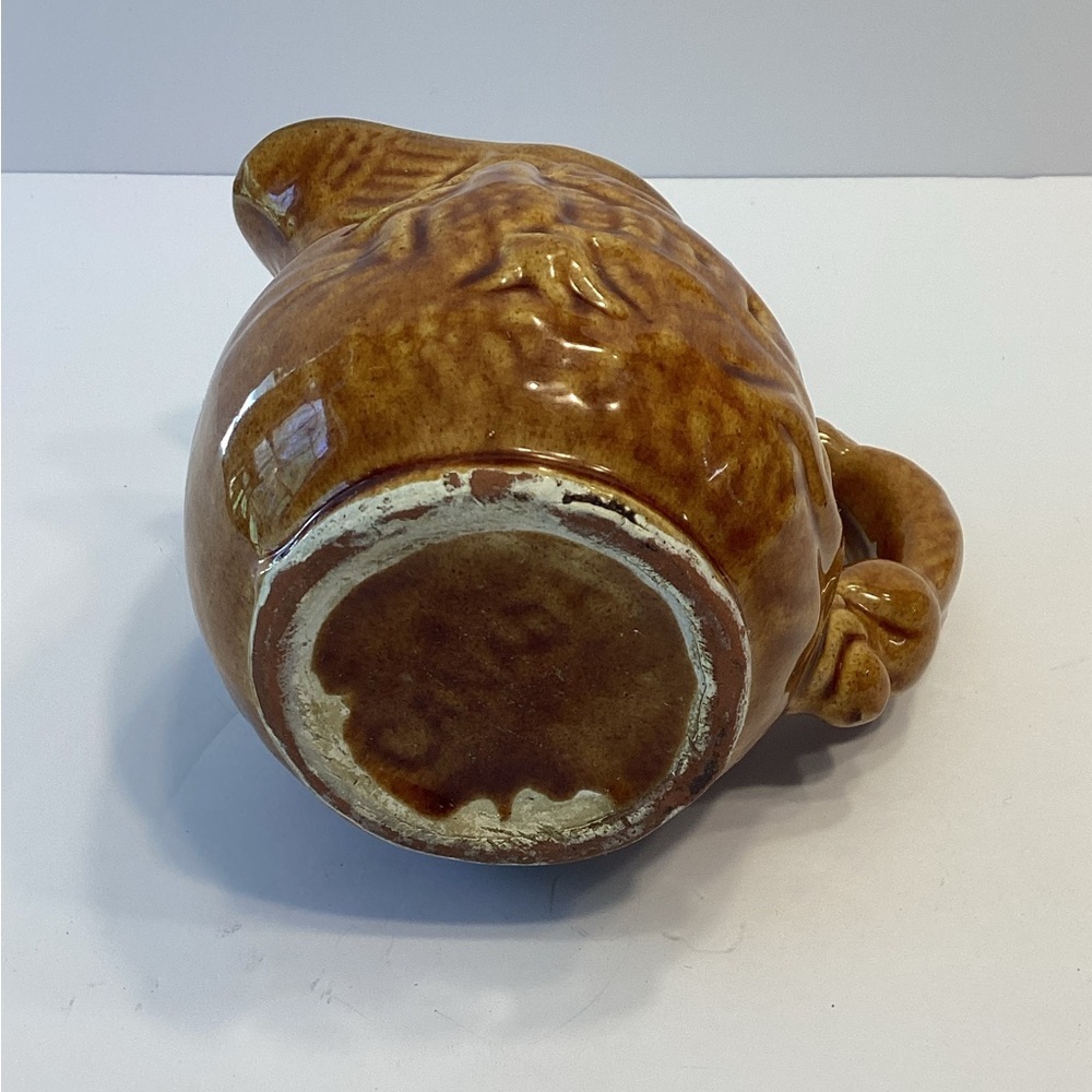 Vintage Canada Brown Glaze Stoneware Pottery Pitcher Syrup Jug Souvenir Lake NH - Picture 5 of 6
